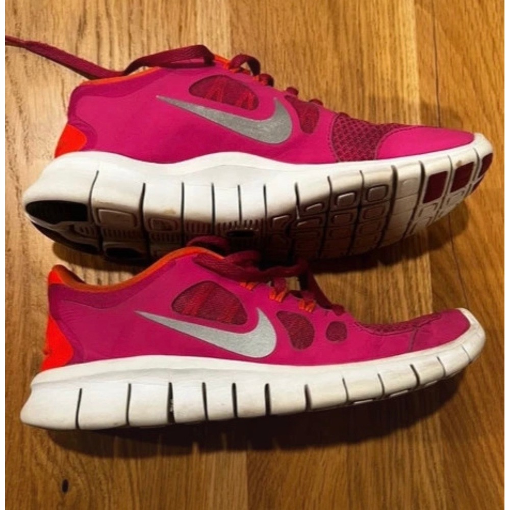 Nike Free 5.0 Pink Orange Running Shoes 580565-600 Kids Size 5Y Womens 6.5